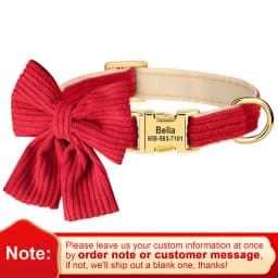 Free Personalized Dog Collar with Cute Bowknot Soft Velvt Pet Puppy Collars Necklace Adjustable For Small Medium Dogs Chihuahua