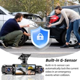 BCUOZ 4-Lens 360° Dashcam, 1080P Front + 720P Built-in Rear Left and Right car cameras, Super night vision, Loop recording, G-Sensor, WDR, 12-24V car plug power supply,Optional 64GB memory card.