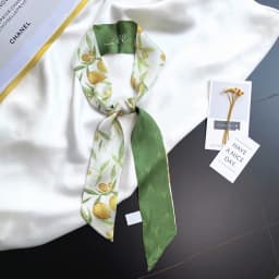 2025 Summer New Fresh Fruit Series Silk-like Satin Small Ribbon Women's Hair Band Arm Bag Scarf Twill Silk Scarf Headband