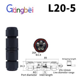 IP68 L12 L16 L20 L25 Waterproof Cable Connector 2/3/4Pin Screw Wiring Terminal Wire Connectors for Electrical Light Junction Box