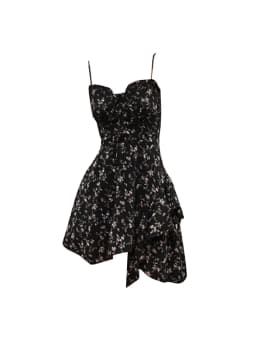 Romantic Captured Dark Pure Desire Spicy Girl Dress Asymmetrical Floral Print Strapless A-Line Skirt Spring Summer New A...
