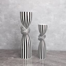Black and White Striped Twisted Rope Knot Single Candle Holder, Resin, Dining Table Wedding Center Decoration, Modern Decoration