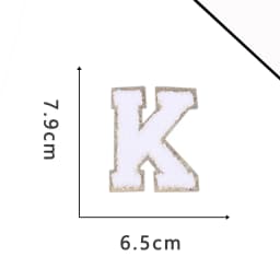 A-Z White Chenille Letter Patches Towel Sequins Clothing Patch Clothes Sew on Applique DIY Garment Hat Decor