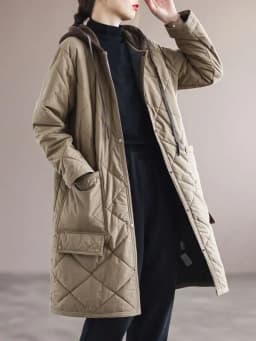 Korean Style Loose Winter Jacket Women's Thickened Cotton Padded Coat Long Zipper Hooded Mid-Length Outerwear