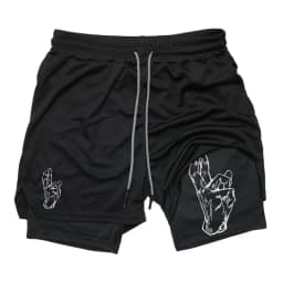 Solo Leveling Print 2in1 Running Workout Shorts for Men Gym Performance Compression Shorts with Phone Loop Athletic Activewear