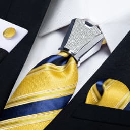 DiBanGu Business Plaid Black Solid Luxury Elegant Silk Ties for Men Designer Tie Buckle Handkerchief Cufflinks Wedding Accessory