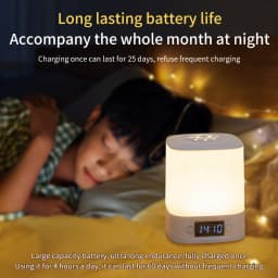 LED Night Lamp Rechargeable Table Lamp Clock Display Soft Sleeping Lamp Touch Switch Bedside Lamp for Bedroom Decor