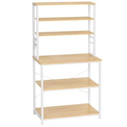 VASAGLE Kitchen Storage Rack, Coffee Bar, Baker’s Rack, Total 6 Shelves and 6 Hooks, for Microwave, Steel Frame, Industrial