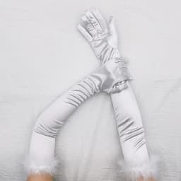 52cm Feather Satin Retro Style Women Long Gloves Party Ball Christmas Cosplay Stage Performance Fashion Personality Elegant