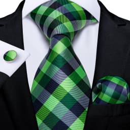 New Fashion Plaid Men's Tie Set High Quality 8cm Width Neck Tie Handkerchief Cufflinks Business Wedding Tie Gift For Men