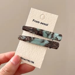 2pcs/set Vintage Acetate Marble Pattern Barrettes For Women Lady Sweet Hair Ornament Hairpin Hair Clip Fashion Hair Accessories