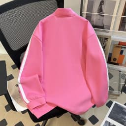 Loose Fit Sweatshirt with Button Design Autumn Winter New Style Versatile Outerwear Korean Style Long Sleeve Stand Collar Coat