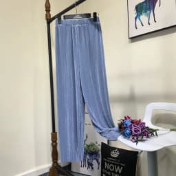 Summer Thin Chiffon Wide Leg Pants For Women Casual Candy Color Loose Long Pants Lady Solid Color Straight Pleated Trousers