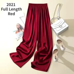 High Waist Silk Drape Straight Leg Pants Women's Casual Trousers Elegant Draped Straight Pants High Waist Silk Pants