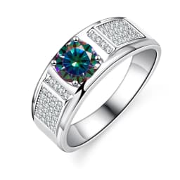 Real 1.0 Carat Moissanite Ring For Men Pure Solid 18K White Gold Rings D Color Diamond Engagement Wedding Ring Jewelry Gift