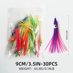 ShareShark 30pcs/bag 20 Mixed Color Glowing Squid Fishing Lure Soft Rubber Octopus Skirt Bait for Sea Bass Tuna Carp