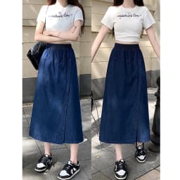 High Waist A-Line Midi Denim Skirt for Women Slimming Sli Autumn Faion Small Stature Bodycon Skirts