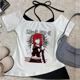 Death Note crop top women goth cutecore gothic 2000s scene tshirt kawaii streetwear anime cheap cute
