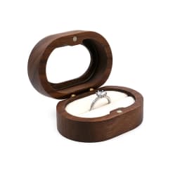 Handmade Walnut Wood Ring Box with Transparent Lid Romantic Engagement Jewelry Case for Couple Custom Engraved Personalized Name