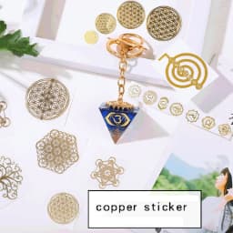 Geometry Copper Orgonite Stickers Energy Tower Material Flower Life Tree Chakra Stickers for Epoxy Resin Scrapbook Craft