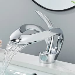 Rozin Luxury Black Basin Faucet Grey Bathroom Waterfall Mixer Tap Brass Deck Mount Modern Style Hot Cold Water Sink Mixer Crane