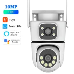 Tuya 10MP Dual-Lens 5G Wifi Camera PTZ Outdoor 4K HD Dual Screen Home Security-protection Camera Color Night Vision Surveillance