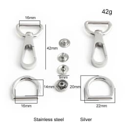 1/5Sets Stainless Steel Metal Rectangle Hanger Clasp Locks For DIY Craft Handbags Purse Bags Belt Buckles Hardware Accessories
