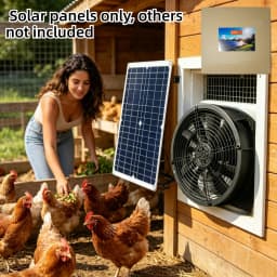 Portable Solar Powered Exhaust Fan Kit Weatherproof Ventilation Fan for Greenhouse Dog House RV Chicken Coop Shed Outdoor Use