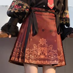 Chinese Style Improved Ming Dynasty Exquisite Printed Horse-face Skirt Women High Waist All-match Pleated Mini Horse-face Skirt