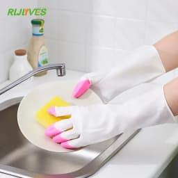 Kitchen Durable Waterproof Gloves Dishwashing Housework Cleaning Gloves Non-slip Thin Rubber Gloves