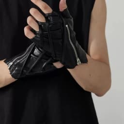 Strap Design Techwear Style Zipper Tactical Leather Gloves Men Women Vintage Hip Hop Punk Fingerless Gloves