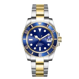 Custom Logo 40MM Luxury NH35 Automatic Watch Two Tone Gold Sapphire Glass Ceramic Bezel Men Diver Watches Male reloj hombre