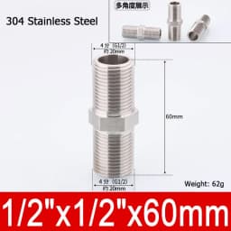 1-10pcs Nipple Connector 1/8"1/4"3/8" 1/2" 3/4"1" Stainless Steel Double Male Thread Equal/Reducing Connector Length 30-100mm