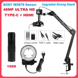 Yizhan 4K HD Electronic Digital Microscope For Soldering HDMI/ USB/ VGA/ Microscope Camera 150X Lens Big Vision Articulated Arm