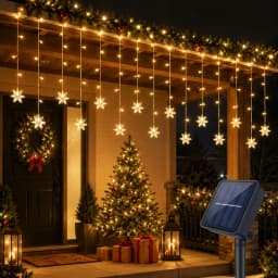 Solar Ice Strip Snowflake String Light Christmas Tree Decoration Light Winter Festival Light for Christmas Halloween Decor