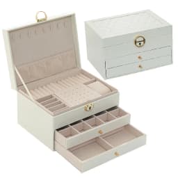 Luxury Jewelry Box Multi-layer Leather Jewelry Storage Box with Drawers Large Capacity Organizer for Earrings Rings Necklaces
