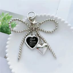 Korean Styles Bag Charm Lovely Heart Keychain Backpack Handbag Pendant Ornaments Bows Keyrings Fashion Keyholders