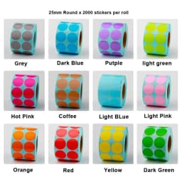 20mm 25mm Colours Circle Thermal Paper Label Waterproof OIl Resistant Barcode Round Sticker