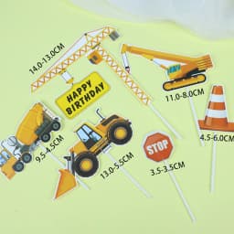 1set Construction Cake Topper Multi Type Excavator Bulldozer Toppers for Boy's Birthday Party Cake Decorations DIY Cake Supply