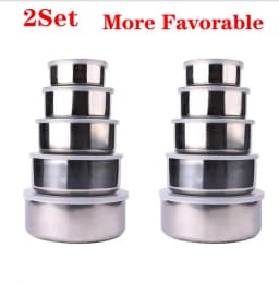 5Pcs Salad Mixing Bowl Set Stainless Steel Multipurpose Soup Basin 5 Sizes Nesting Bowls for Kitchen Cooking Baking Food Storage