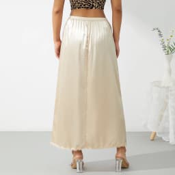 Elastic Waist Inner Lining Midi Skirt Women Solid Color Satin Half Slip Underskirt Long Underskirt for Ladies White/Black/Yellow