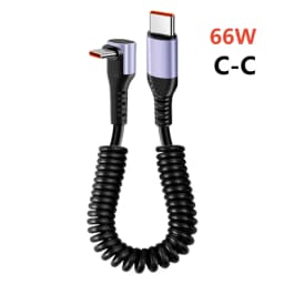 6A Elbow USB Type C Spring Short Cable 20cm to 1m 66W 100W Dual Type C Fast Charging Cable Wire For iPhone 15 16 Samsung Xiaomi