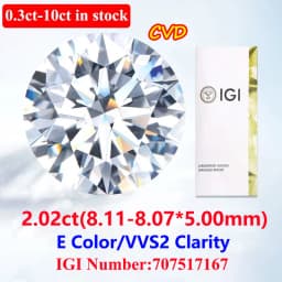 COSFIX 0.3-5ct Round Lab Grown Diamond HPHT IGI Certificate 3EX D/F Color VVS1 Clarity Diamond Gems