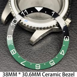 Sloping 38mm * 30.6mm Ceramic/Aluminum Bezel GMT and Diving Watch Insert Fits for 40mm Men's Watch Case Bezel Replacement Insert