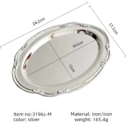 Vintage Embossed Silver Jewelry Tray Serving Platter for Necklace Earrings Rings Storage Organizer Table Decoration for Women