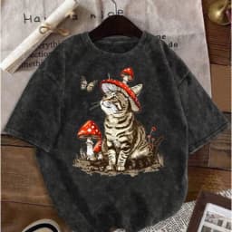 Y2K Style Summer Hip-hop T-shirt Dancing Cat Star Print Unisex Retro T-shirt Top Loose Summer Short Sleeved Shirts