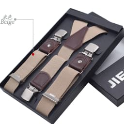 Leather Suspenders Men 3.5cm Y-Back 3 Clips Male Suspensorios Adjustable Elastic Trouser Braces Strap Belt Suit Accessories