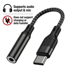 USB C to 3.5mm Headphone and Charger Adapter 2 in 1 USB C to Aux Audio Adapter & 60W Fast Charging for Samsung iPhone Xiaomi