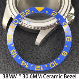 Sloping 38mm * 30.6mm Ceramic/Aluminum Bezel GMT and Diving Watch Insert Fits for 40mm Men's Watch Case Bezel Replacement Insert