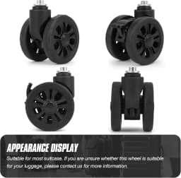 2Pcs Luggage Replacement Wheels with Brakes 55mm Wear Resistant Suitcase Replacement Wheels with Bearings Replacement Wheels